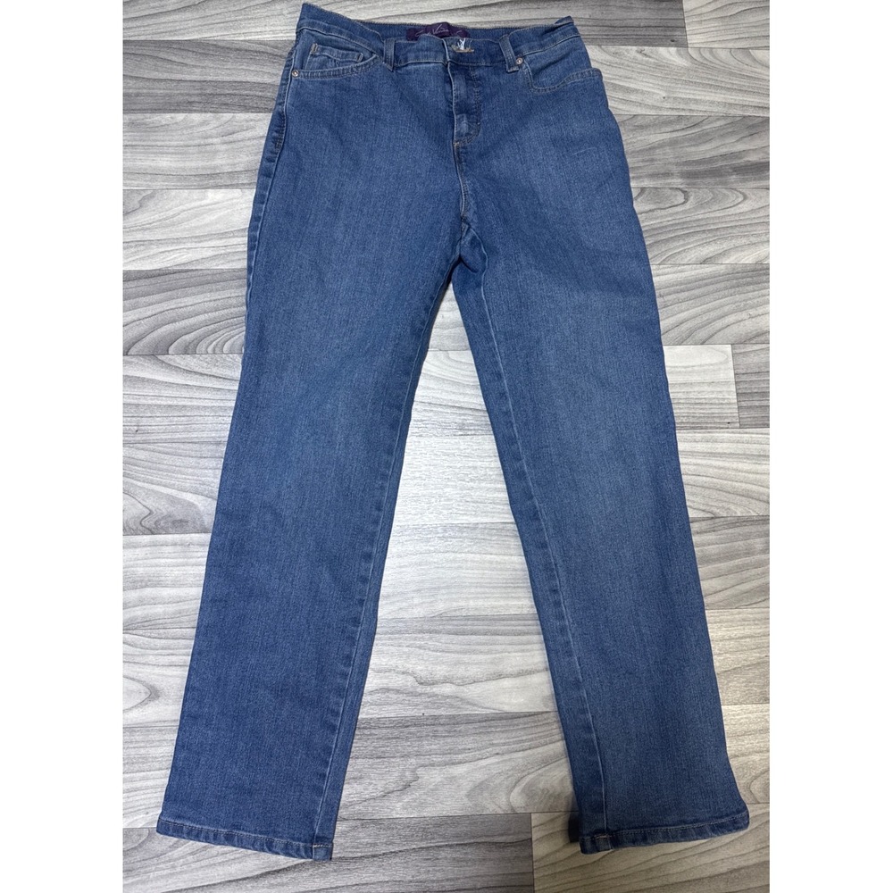 Gloria Vanderbilt Amanda High Rise Straight Leg Jeans Medium Wash Blue Denim 4